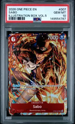 2026 ONE PIECE PROMOS ILLUSTRATION BOX VOL.5 #007 SABO PSA 10 - Image 1
