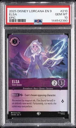 2025 DISNEY LORCANA EN 9-FABLED EPIC #210 ELSA - SNOW QUEEN PSA 10 - Image 1