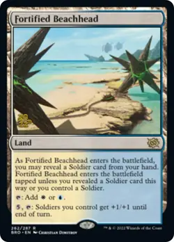 MTG Fortified Beachhead [The Brothers' War Prerelease Promos] Foil Near Mint Mag - Image 1