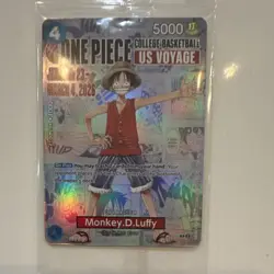 Bandai One Piece CCG Monkey.D.Luffy Foil Character Card US Voyage P-055 - Image 1