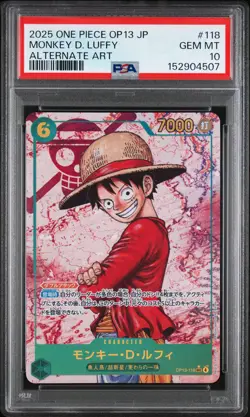 2025 ONE PIECE JAPANESE OP13-CARRYING ON HIS WILL #118 MONKEY D. LUFFY PSA 10 - Image 1