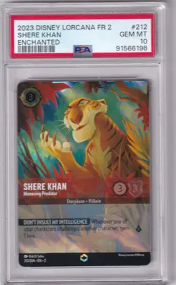 2023 Disney Lorcana FR 2 Shere Khan Enchanted #212 PSA GEM MT 10 - Image 1