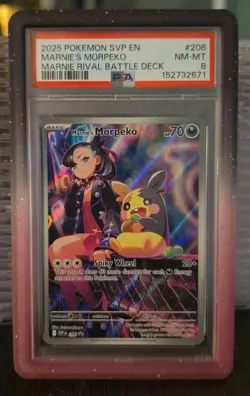 Marnies Morpeko Full Art Black Star Promo Card 206 Psa 8 - Image 1