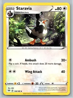 Staravia #146/189 SWSH03: Darkness Ablaze Uncommon - Pokemon Cards E16 - Image 1