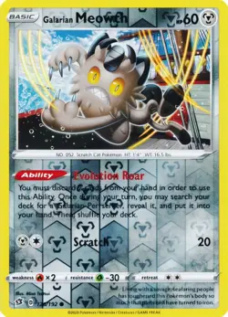 Galarian Meowth - 126/192 Rebel Clash Reverse Holo Pokemon TCG Card NM - Image 1