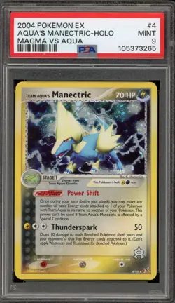 Pokemon Team Aqua's Manectric EX Magma Vs Aqua Holo Rare #4 PSA 9 Mint - Image 1