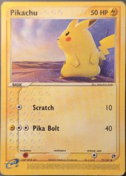 The Pokemon Company Pokemon TCG Pikachu 72/100 Sandstorm Common 50HP English - Image 1