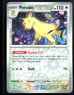 2023 Scarlet & Violet - 151 Persian #53 Reverse Holo Pokemon Card - Image 1