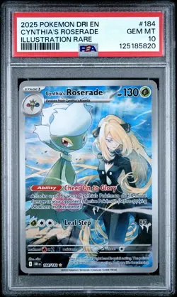 2025 POKEMON DRI EN-DESTINED RIVALS ILLUSTRATION RARE CYNTHIA'S ROSERADE PSA 10 - Image 1
