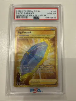 PSA 10 GEM MINT Big Parasol 199/189 Darkness Ablaze Secret Rare Holo Pokemon TCG - Image 1