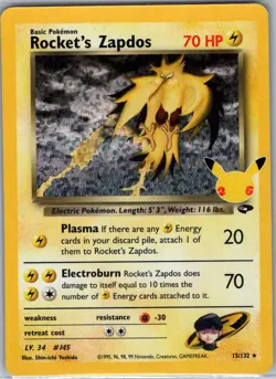 Rocket's Zapdos 15/132 Celebrations: Classic Collection - Pokemon Card - NM - Image 1
