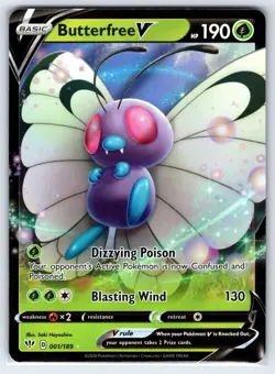 Butterfree V 001/189 Holo V Rare Darkness Ablaze Pokemon Holo Near Mint - Image 1