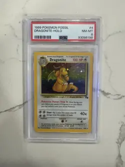 DRAGONITE POKEMON FOSSIL 4/62 HOLO RARE PSA 8 100HP UNLIMITED ENGLISH - Image 1