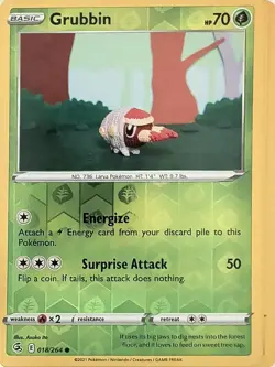 Grubbin 018/264 Common Fusion Strike Pokemon Reverse Holo Near Mint - Image 1