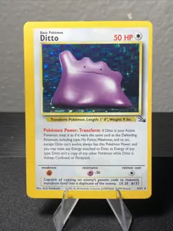 Pokemon TCG Ditto 3/62 Fossil Unlimited Holo Rare Vintage 1999 WOTC MISCUTU - Image 1