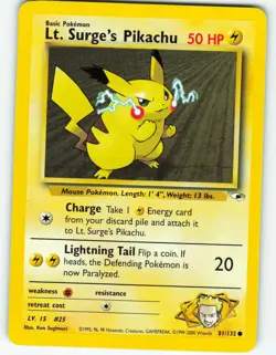 Lt. Surge's Pikachu - 81/132 Gym Heroes - Pokemon TCG - 2000 - Image 1