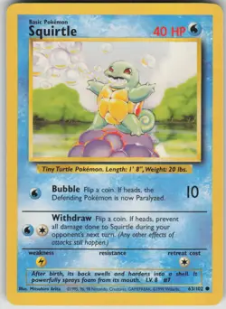Pokemon TCG Squirtle Common Base Set 063/102 - Image 1