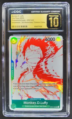 2025 ONE PIECE MONKEY D. LUFFY PROMO OP07-033 CGC 10 PRISTINE C PT - Image 1