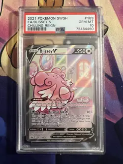 2021 POKEMON SWORD & SHIELD CHILLING REIGN #183 FULL ART/BLISSEY V PSA 10 - Image 1