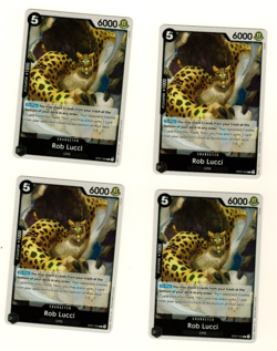 Set Of 4 Rob Lucci OP07-093 Foil 500 Years In The Future One Piece Trading Card - Image 3