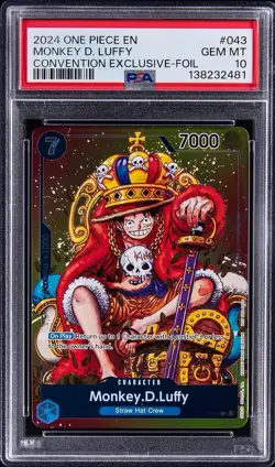 Bandai One Piece CCG Monkey D. Luffy P-043 Convention Promo Foil PSA 10 - Image 1