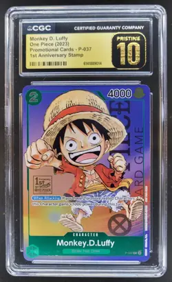 2023 ONE PIECE MONKEY D. LUFFY PROMO P-037 CGC 10 PRISTINE C PT - Image 1