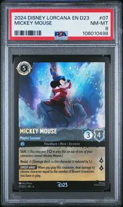 Disney Lorcana TCG Mickey Mouse Disney Lorcana En D23-D23 Expo Promo 07 PSA 8 - Image 1