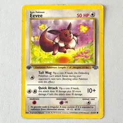 Eevee 51/64 First 1st Edition Pokemon TCG Card Jungle 50HP WOTC 1999 HP - Image 1