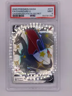 2020 Pokemon TCG Champions Path Secret Rare Shiny Charizard V Card PSA 9 #079 - Image 1