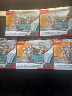 Pokemon TCG Mabosstiff ex Showcase Box Lot of 5 Sealed Promo Card Booster Packs - Image 1