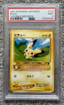 PSA 9 Mint Pichu Intro Pack Neo Totodile Side Deck Japanese Pokemon Card 172 - Image 1