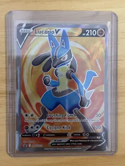 Pokemon TCG Lucario v SWSH213 Holo LP Sword & Shield Promo Cards - Image 1
