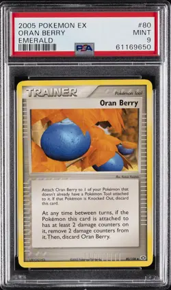 2005 POKEMON EX EMERALD #80 ORAN BERRY PSA 9 - Image 1