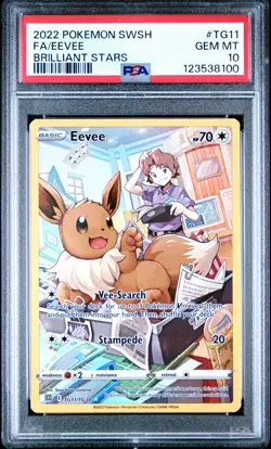 2022 POKEMON SWORD & SHIELD BRILLIANT STARS #TG11 FULL ART/EEVEE PSA 10 - Image 1