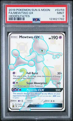 2019 POKEMON SUN & MOON HIDDEN FATES #SV59 FULL ART/MEWTWO GX PSA 9 - Image 1