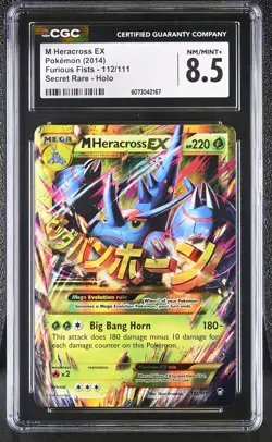 CGC 8.5 M Heracross EX 2014 Furious Fists 112/111 Secret Rare Holo Pokemon Card - Image 1
