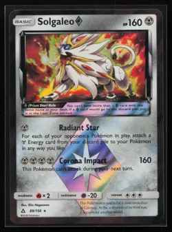Solgaleo Prism Star 89/156 SM - Ultra Prism Shin Nagasawa Art Pokemon TCG Card - Image 1