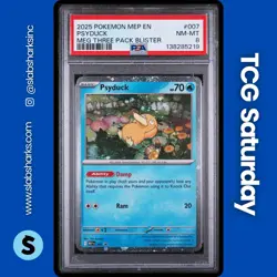 2025 POKEMON MEP BLACK STAR PROMO 3-PACK BLISTER #007 PSYDUCK COSMOS HOLO PSA 8 - Image 1