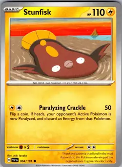 Stunfisk Surging Sparks 064/191 Common Pokemon Near Mint - Image 1