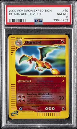 2002 POKEMON EXPEDITION #40 CHARIZARD-REVERSE FOIL PSA 8 - Image 1