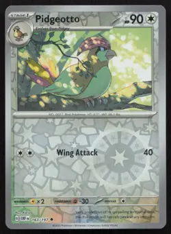 Pidgeotto 163/197 Uncommon Obsidian Flames Pokemon Reverse Holo Near Mint - Image 1