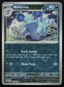 Nidorina 030/165 Uncommon 151 Pokemon Reverse Holo Near Mint - Image 1