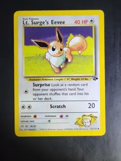 1999 Pokemon Gym Heroes Lt. Surge’s Eevee 51/132 Uncommon – WotC Vintage - Image 1