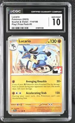 Lucario 114/198 2023 Scarlet & Violet Play! Pokemon Prize Pack #3 CGC 10 - Image 1