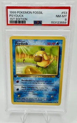 1999 POKEMON FOSSIL 1ST EDITION #53 PSYDUCK PSA 8 - Image 2