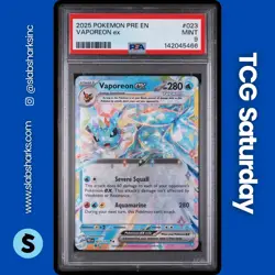 2025 POKEMON PRISMATIC EVOLUTIONS #023/131 VAPOREON EX DOUBLE RARE PSA 9 - Image 1