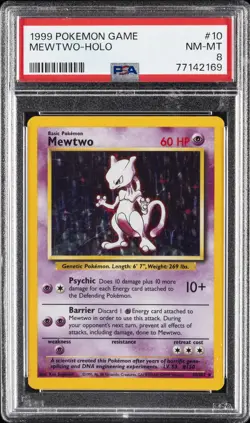 1999 POKEMON GAME #10 MEWTWO-HOLO PSA 8 - Image 1