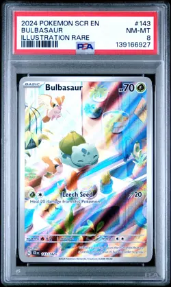 2024 Pokemon SCR EN Bulbasaur Illustration Rare #143 PSA 8 - Image 1