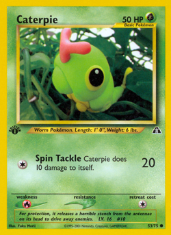 Caterpie 53/75 C Neo Discovery Pokemon Unlimited NM/M Yuka Morii - Image 1