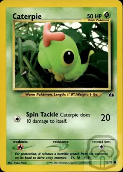 Caterpie 53/75 C Neo Discovery Pokemon Unlimited NM/M Yuka Morii - Image 3
